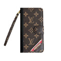 Monogram iPhone Case with Wallet Leather Flip Case with Card Holders