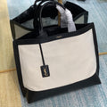 YSL Tag Hobo Bag - Beige/Black