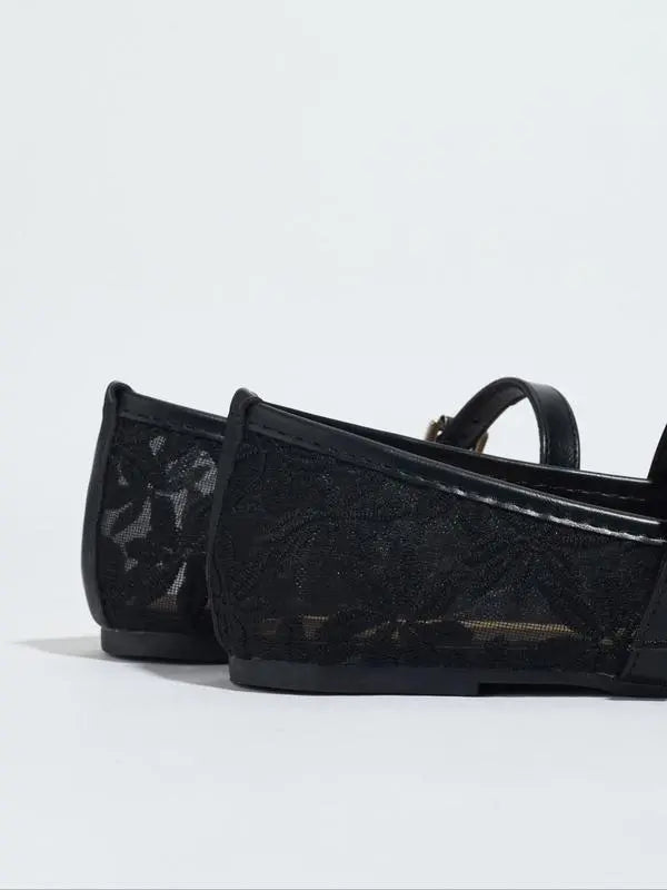 Dolce Lace Flats - Black