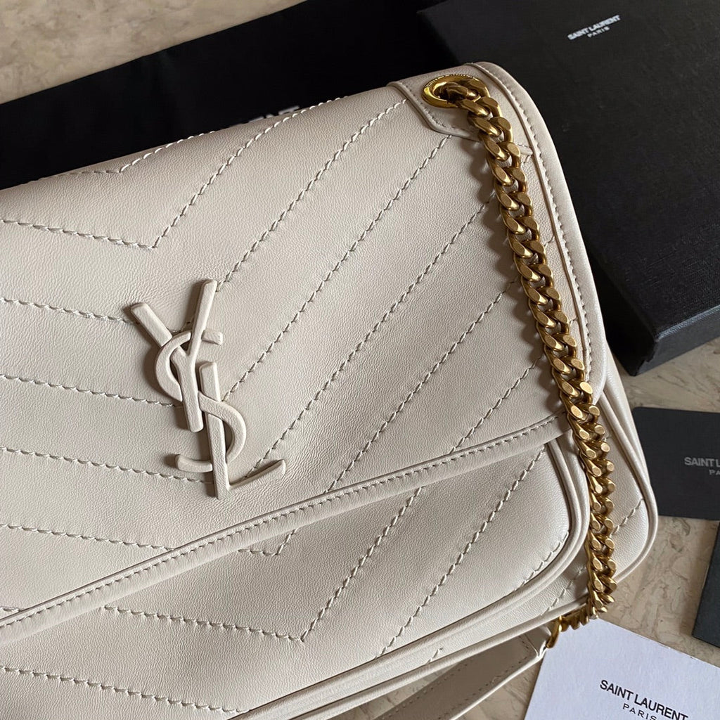 YSL Niki Medium Chain Bag in Lambskin Blanc Vintage - 28 x 20 x 8,5 cm - White