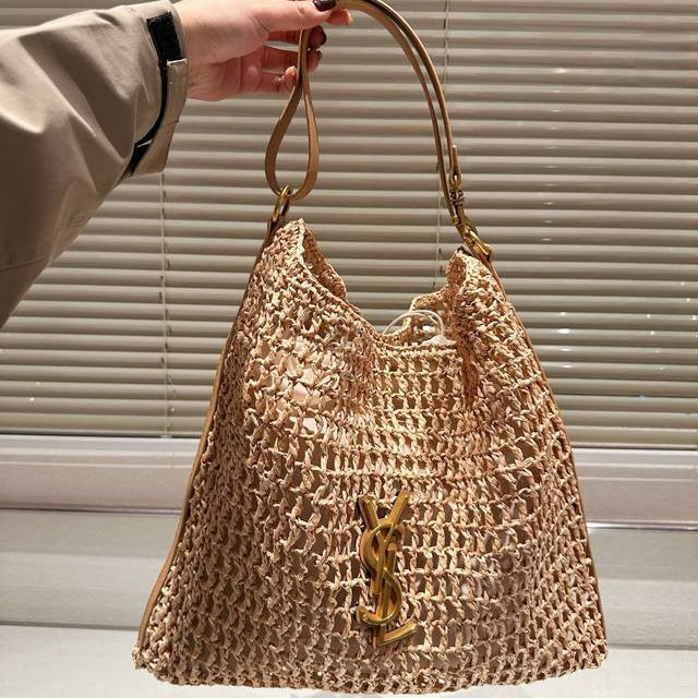 Saint Laurent YSL Raffia Tote Bag