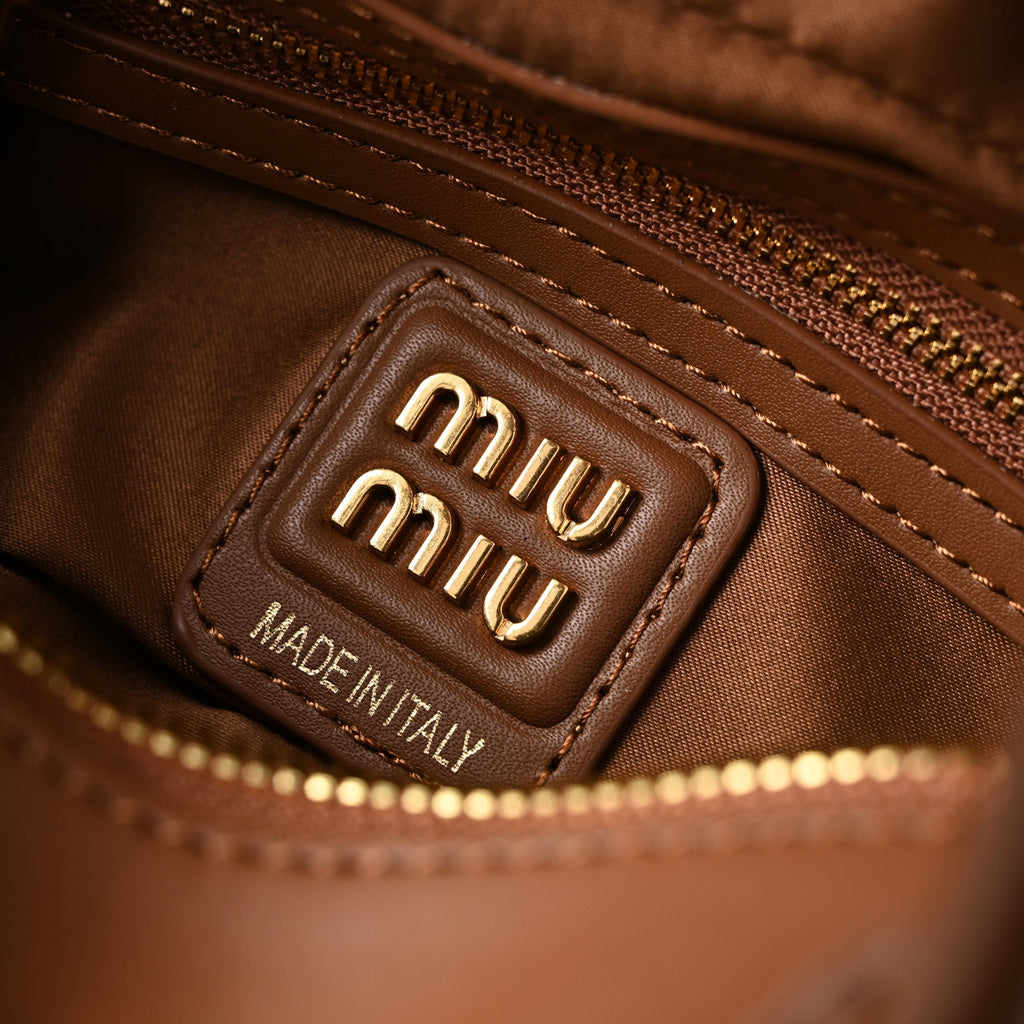 Miu Miu Leather Top Handle Satchel – Caramel Brown Satchel Bag