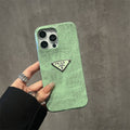 Prada Green Croco Embossed Leather iPhone Case