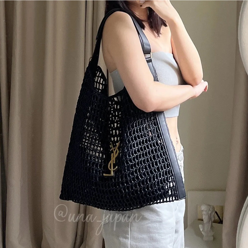 Saint Laurent YSL Raffia Tote Bag