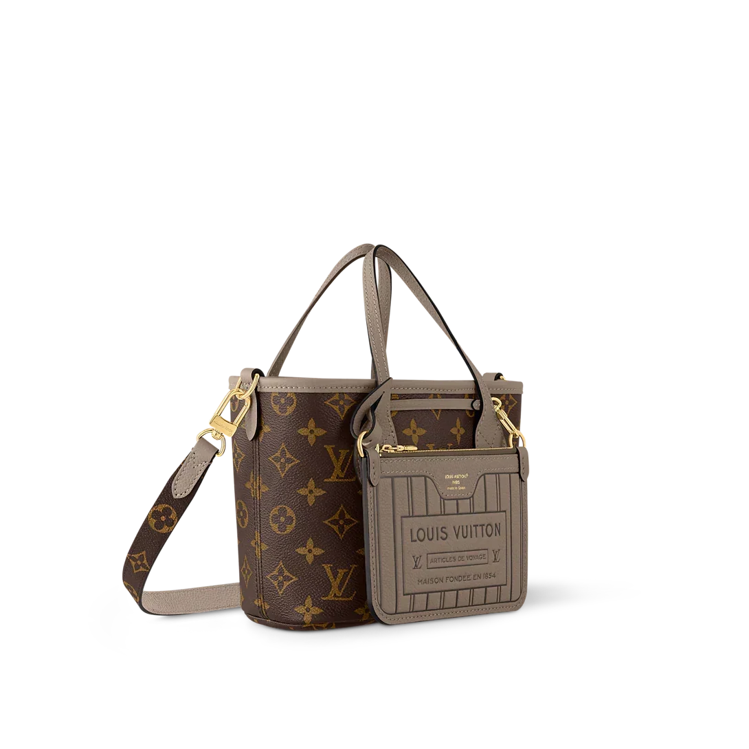 Neverfull Bandoulière Inside Out BB Tote Bag - Dark Fango / Monogram