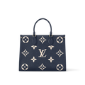 LV OnTheGo MM Navy Blue Cream Tote Bag - Navy Blue / Cream